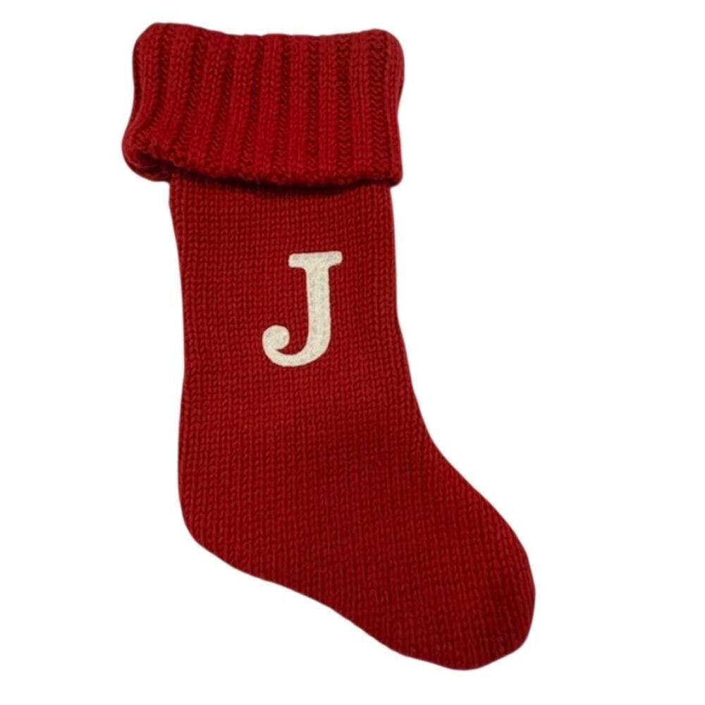 Wondershop Christmas thick red stocking w/monogram letter J.